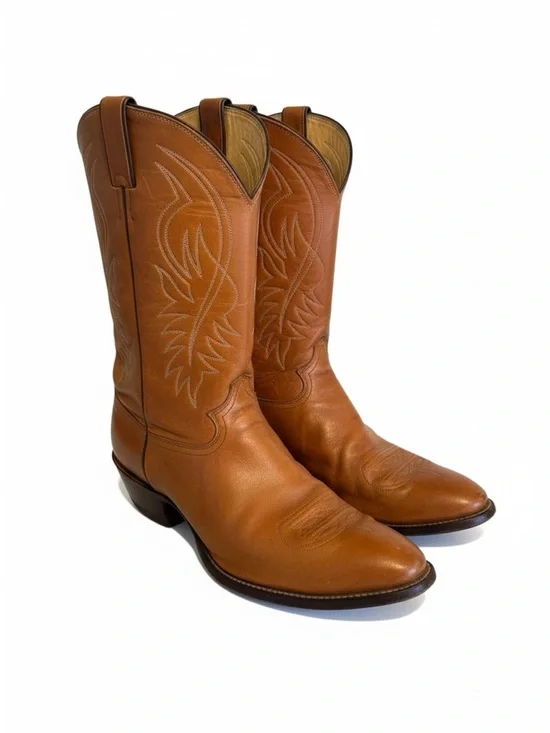 Men’s Justin Leather Cowboy Boots, Size 16D, Made in USA, Western, Vintage Tan - Picture 1 of 16